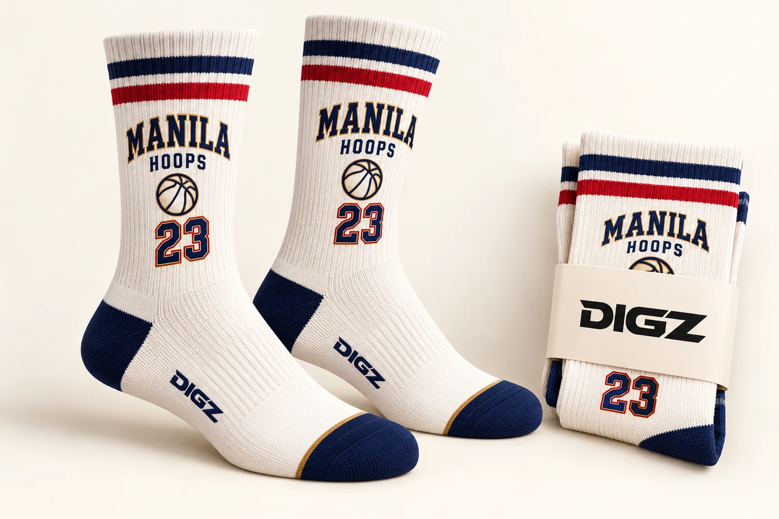 DIGZ Basketball classic stripe sock concept for fictional MANILA HOOPS