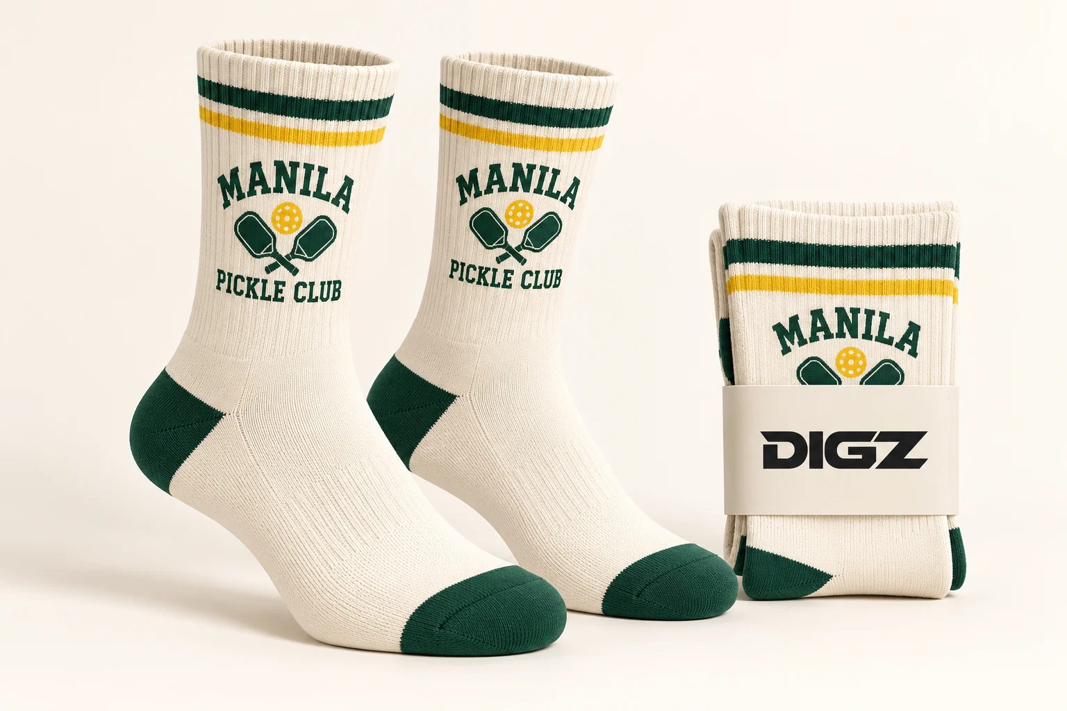 DIGZ Pickleball classic stripe sock concept for fictional MANILA PICKLE CLUB