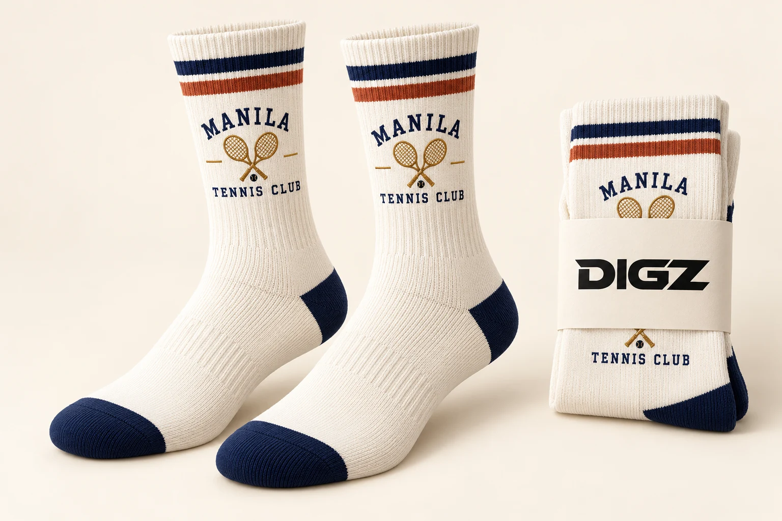DIGZ Tennis classic stripe sock concept for fictional MANILA TENNIS CLUB